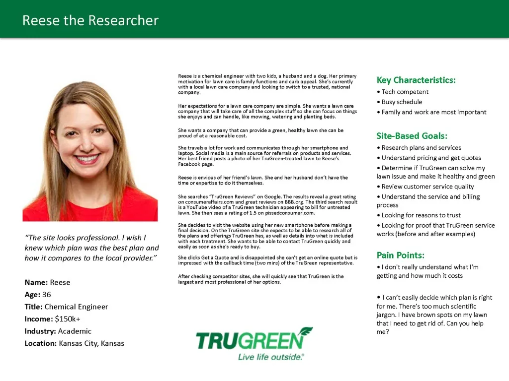 Close-up detail of the TruGreen interface — evaluation question, plan reasoning, and next-step controls.