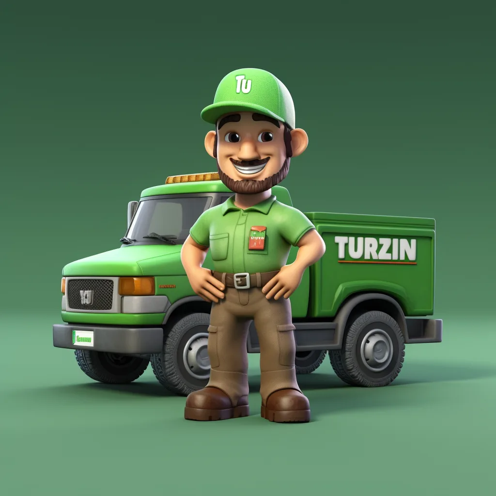 Virtual Technician in the app — the concept placed inside the broader TruGreen mobile app navigation, with the technician chat surfaced as a first-class tab.